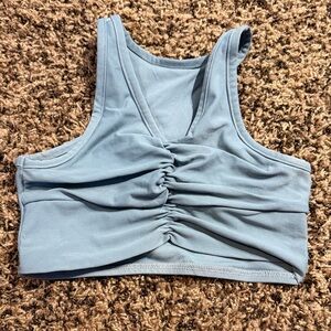 Stylish Ruched Crop Top in Blue